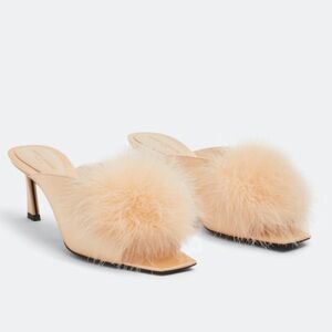Saint Laurent
Mae Mules In Crepe Satin With Feathers